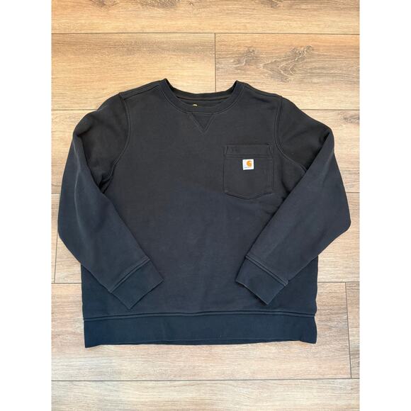Carhartt Crewneck Sweatshirt Youth Size XL 16 18 Black Relaxed Fit Oversized - Picture 1 of 9